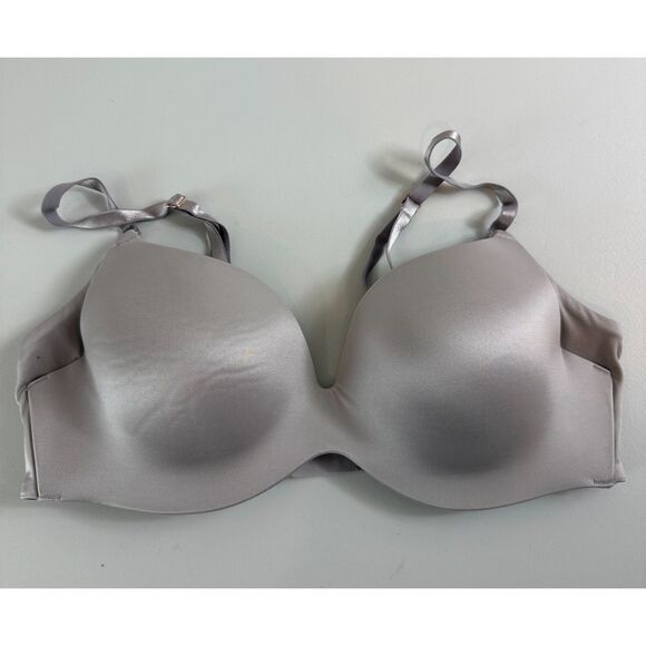Le Mystere Women's Silver Satin Underwire T-Shirt Bra Size 36B - Picture 1 of 10